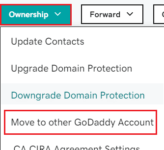 click on Move to other GoDaddy Account