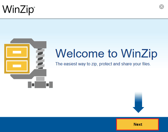 click on Next to install WinZip