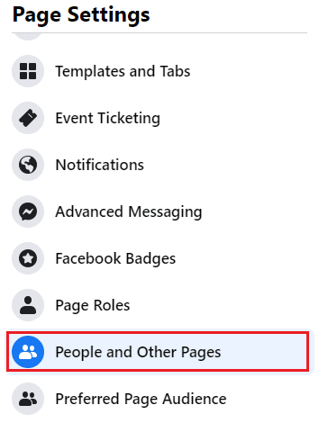 click on People and Other Pages from the left pane