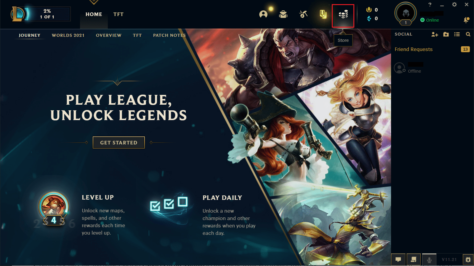 click on Store icon in League of Legends. 