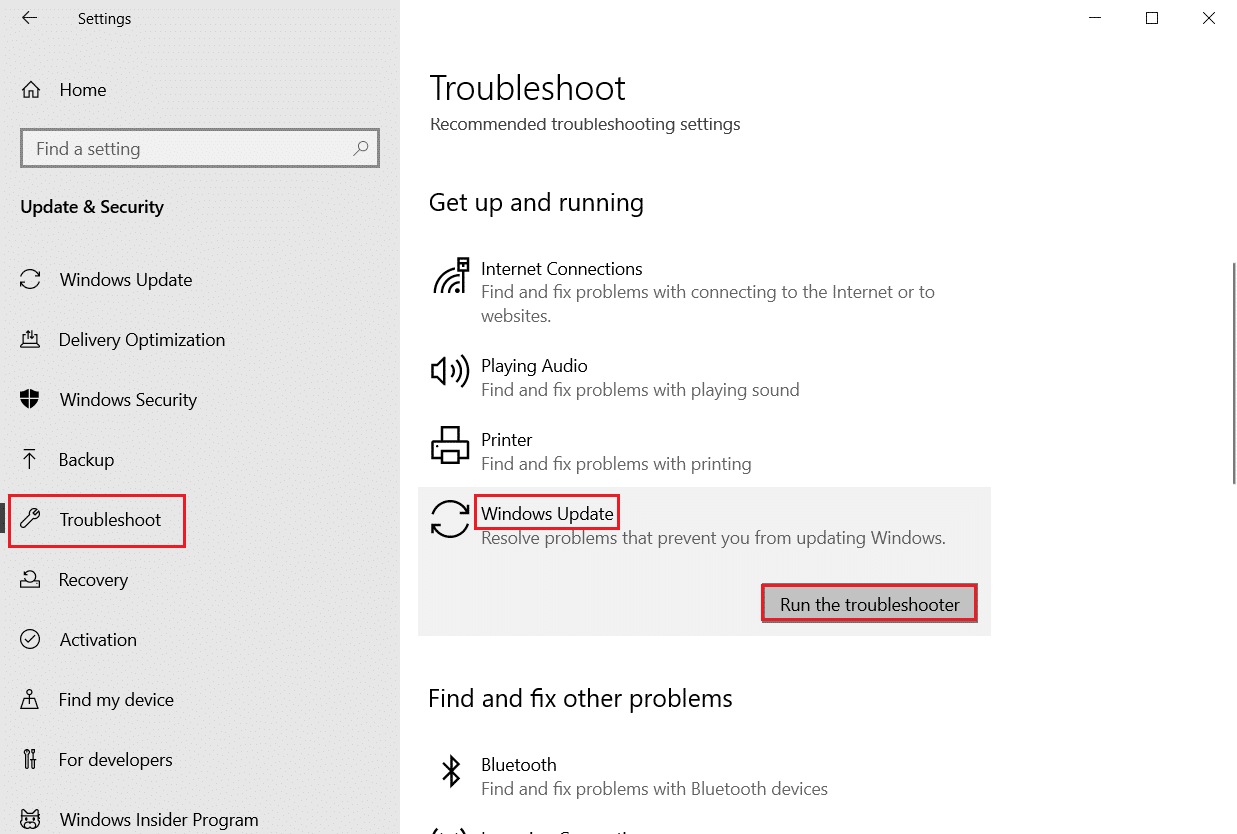 select Windows update