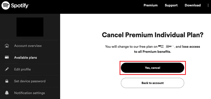 click on Yes, cancel to finish the process