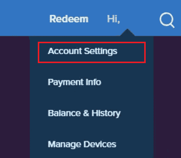 Click on Account Settings.