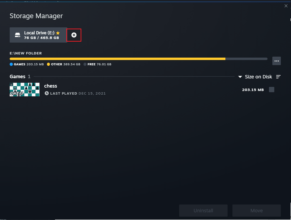 click on add icon in Storage Manager in Steam