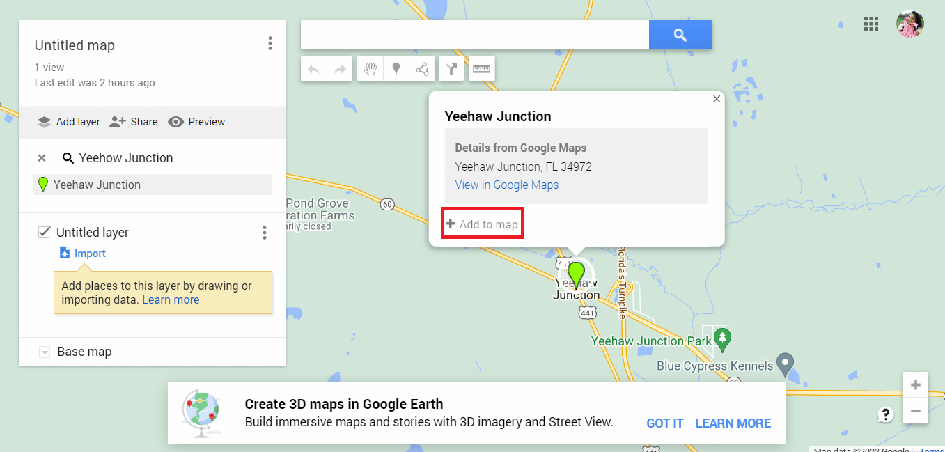 Click on Add to map option