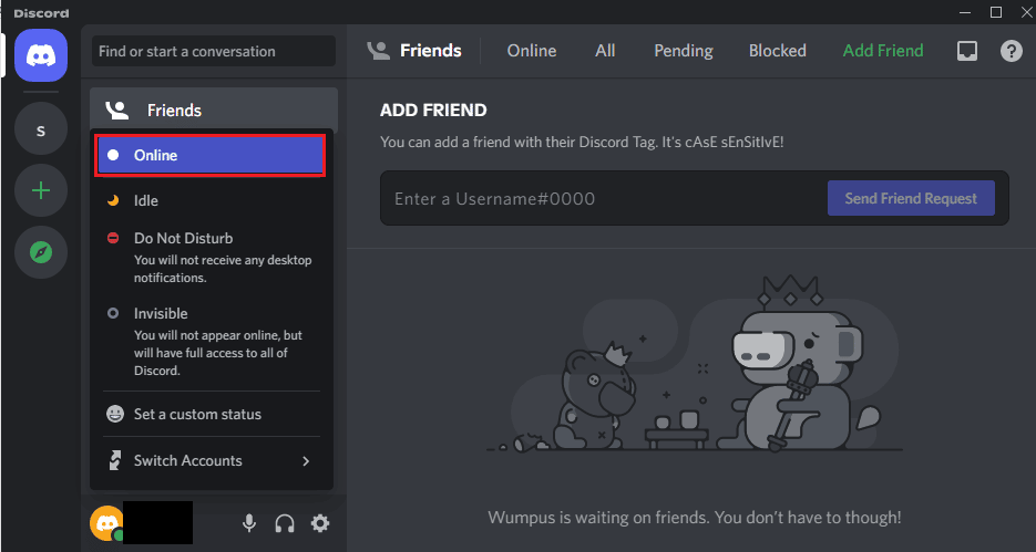 Click on any other status such as Online. Fix Red Dot on Discord Icon in Windows 10