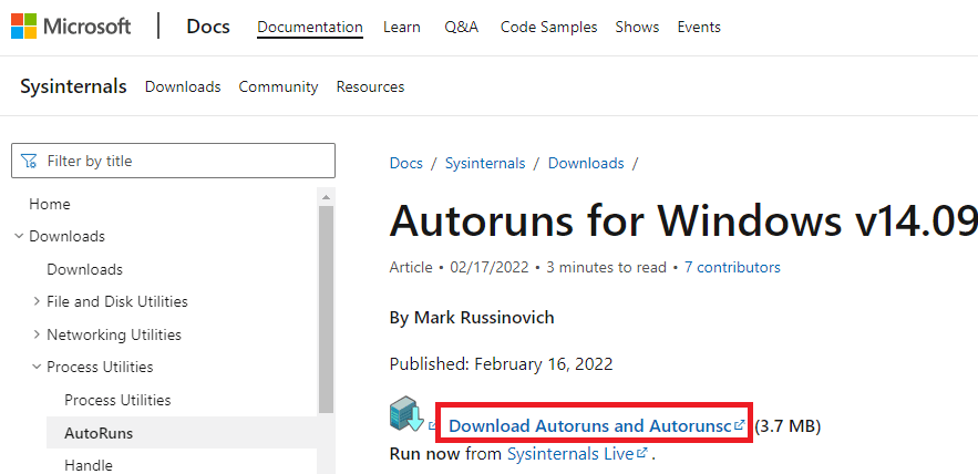 click on Autoruns and Autorunsc hyperlink to install the files. Fix AdbwinApi.dll is Missing Error in Windows 10