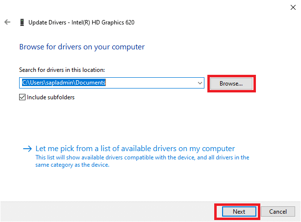 Click on browse and then click on next. Fix Windows 10 brightness Not Working