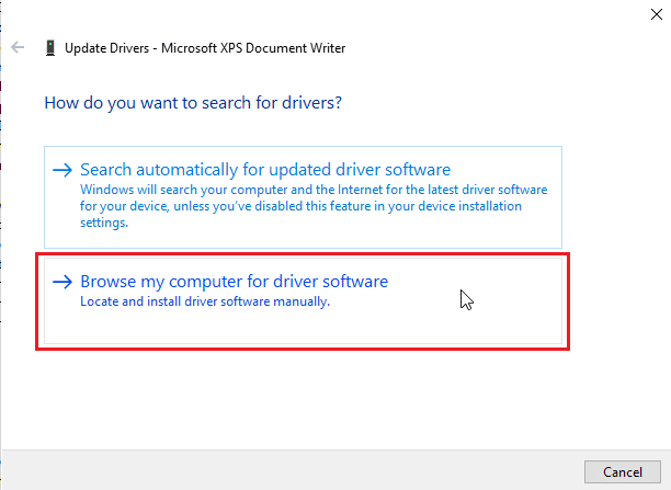 Click on Browse my computer for driver software