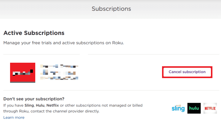click on Cancel subscription