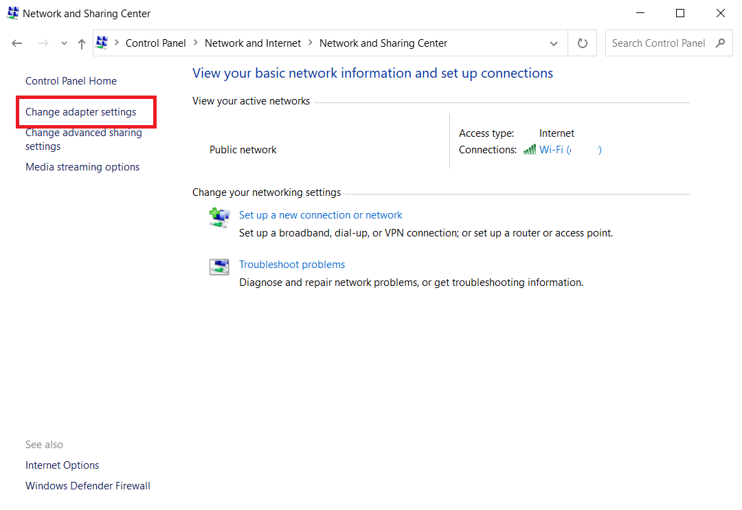 click on Change Adapter Settings located at the left. Fix ERR Connection Reset Windows 10