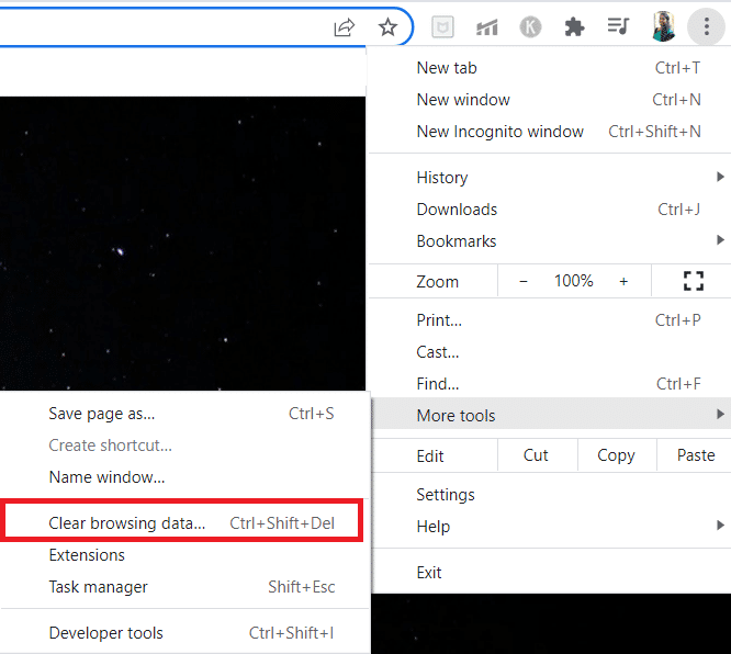 click on Clear browsing data
