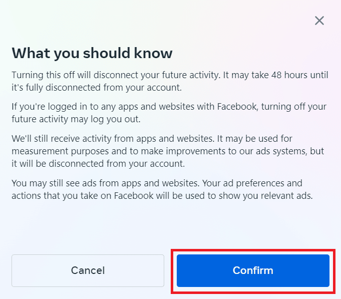 click on Confirm in the pop-up