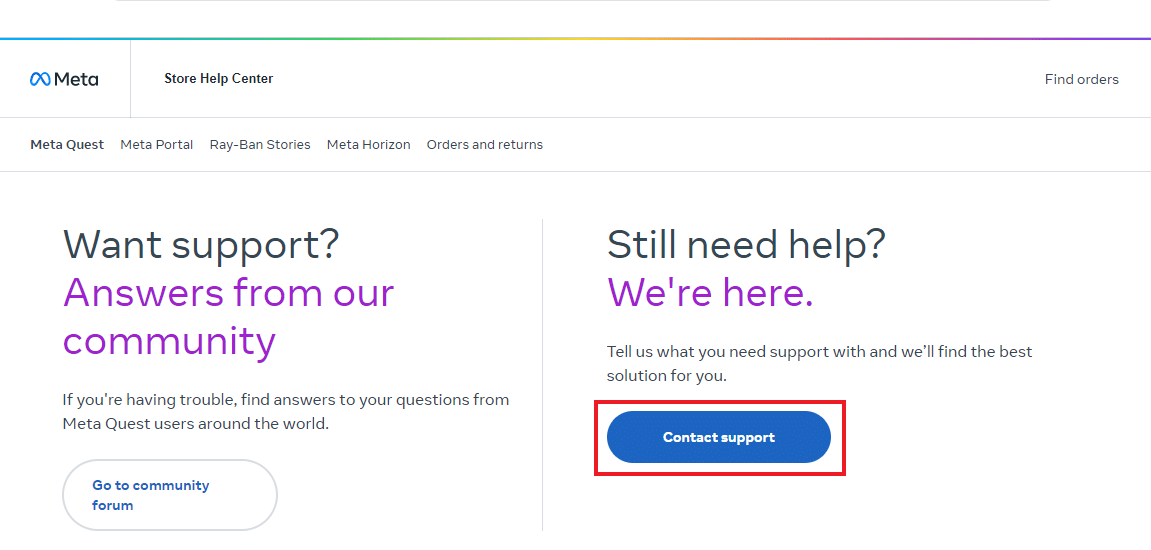Click on Contact support