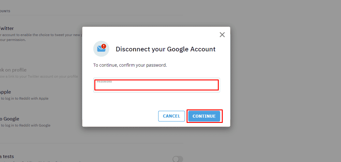 click on Continue | How to Delete Reddit Account on App 