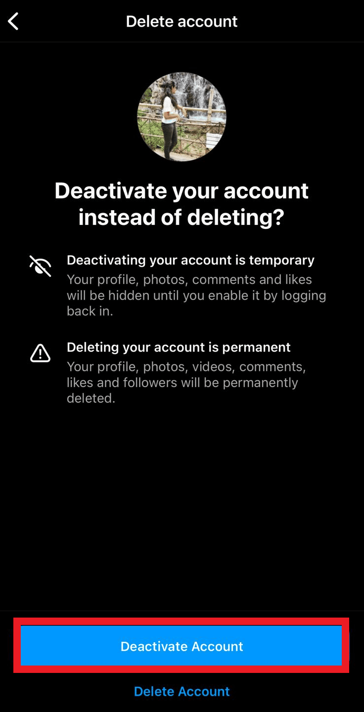 Click on Deactivate Account