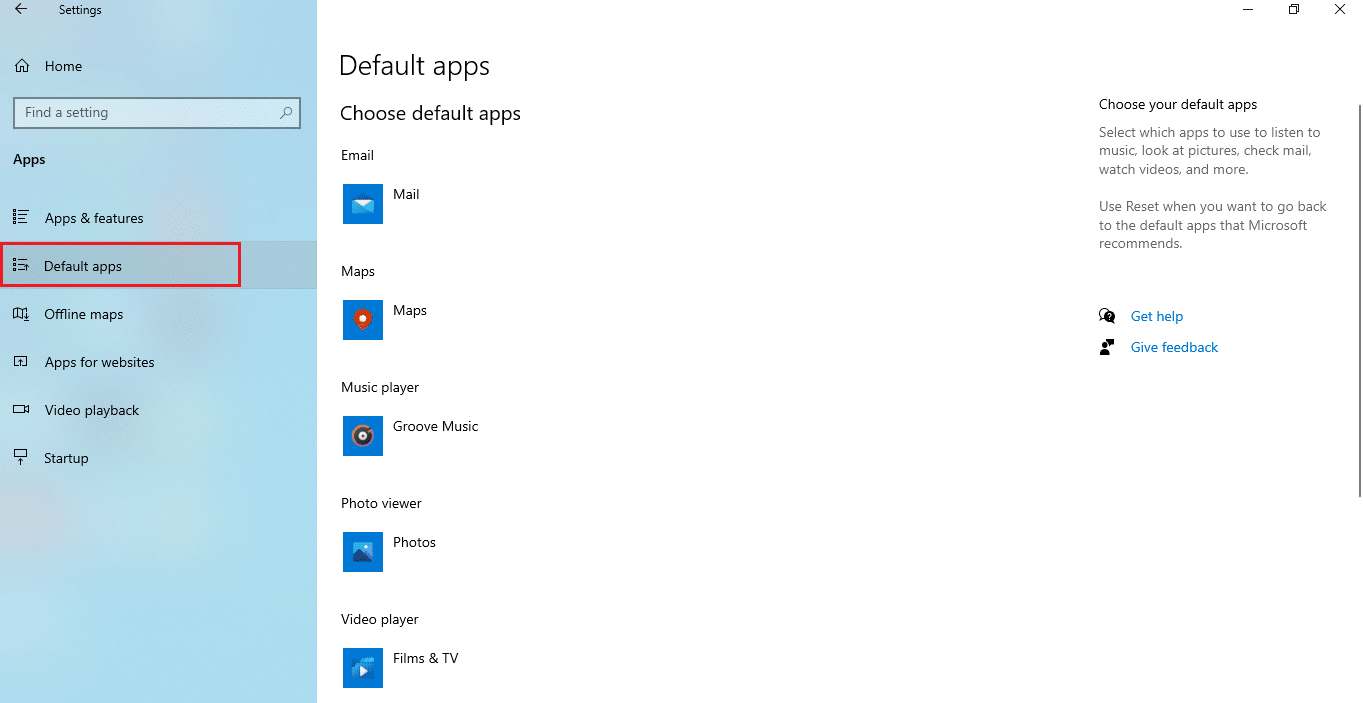 Click on Default apps