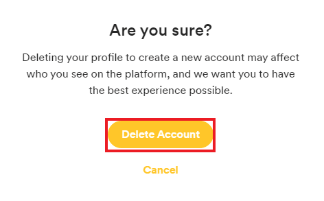 click on Delete Account to confirm the popup