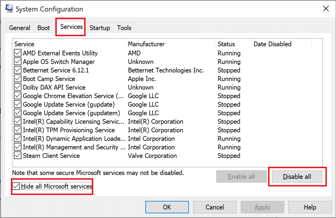 click on Disable all to disable third-party apps