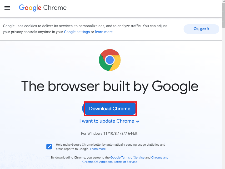 Click on Download Chrome. Fix YouTube Error 400 in Google Chrome