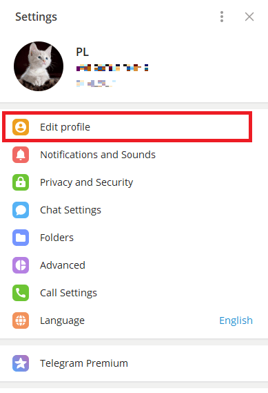 click on Edit profile. How to Add, Change and Delete Telegram Profile Picture