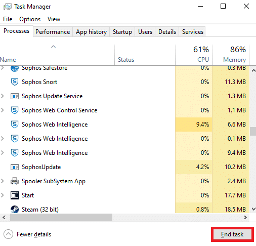 Click on End Task. Fix This Device is Being Used by Another Application Sound Error