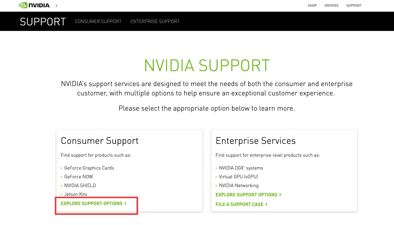 click on explore support options. Fix Nvidia User Account Locked