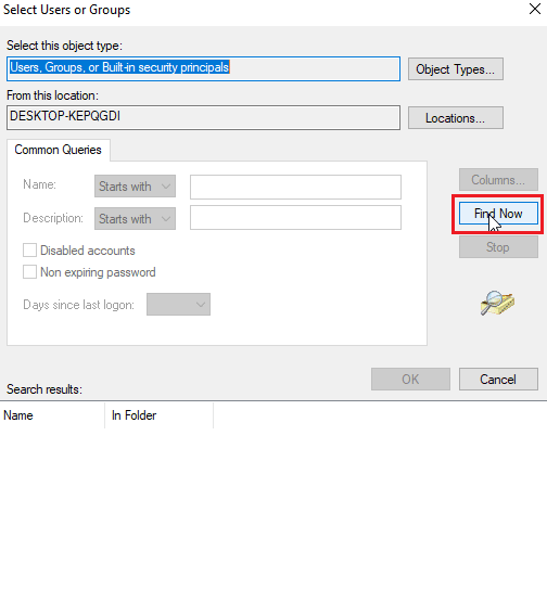 click on find now. Fix Unable to Display Current Owner