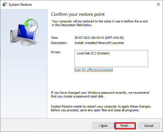 Click on finish. Fix Taskbar Right Click Not Working