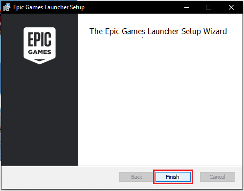 cliccate nantu à finisce per installà Fortnite pc. Fix l'errore di l'applicazione Fortniteclient-win64-shipping.exe
