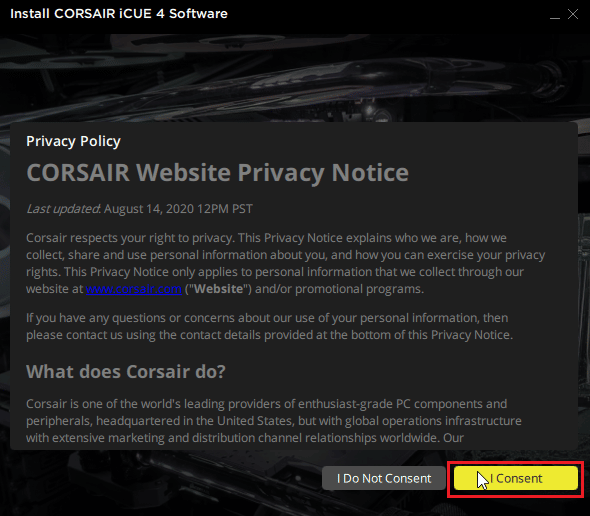 click on i consent to install. Fix Corsair Scimitar Side Buttons Not Working