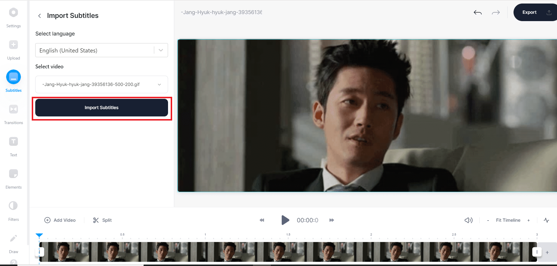 Click on Import Subtitles button to automatically import the SRT file attached with video file.