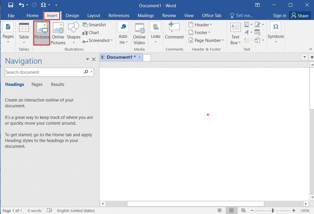 click on insert tab and select Pictures option in MS Word