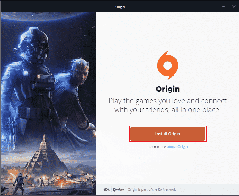 click on Install Origin. Fix Origin 0xc00007b Error in Windows 10