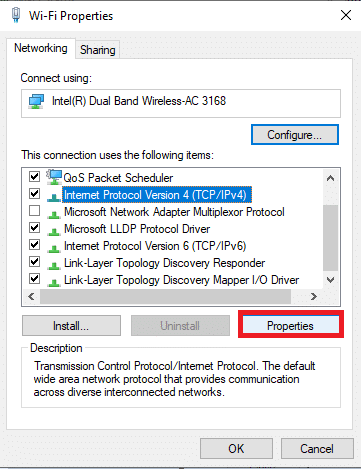 Click on Internet Protocol Version 4 and click on Properties. Fix Your connection was interrupted in Microsoft Edge