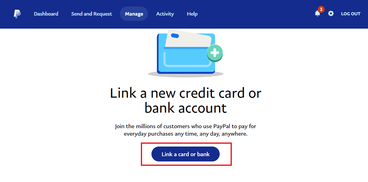 Click on Link a card or bank 