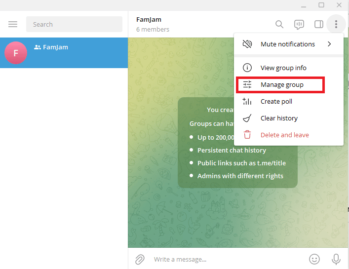Click on Manage Groups 