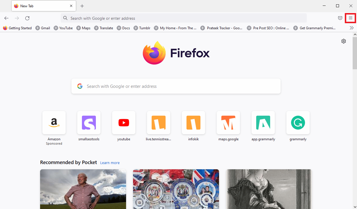 Click on Menu options. Fix Plugin Container for Firefox Not Working
