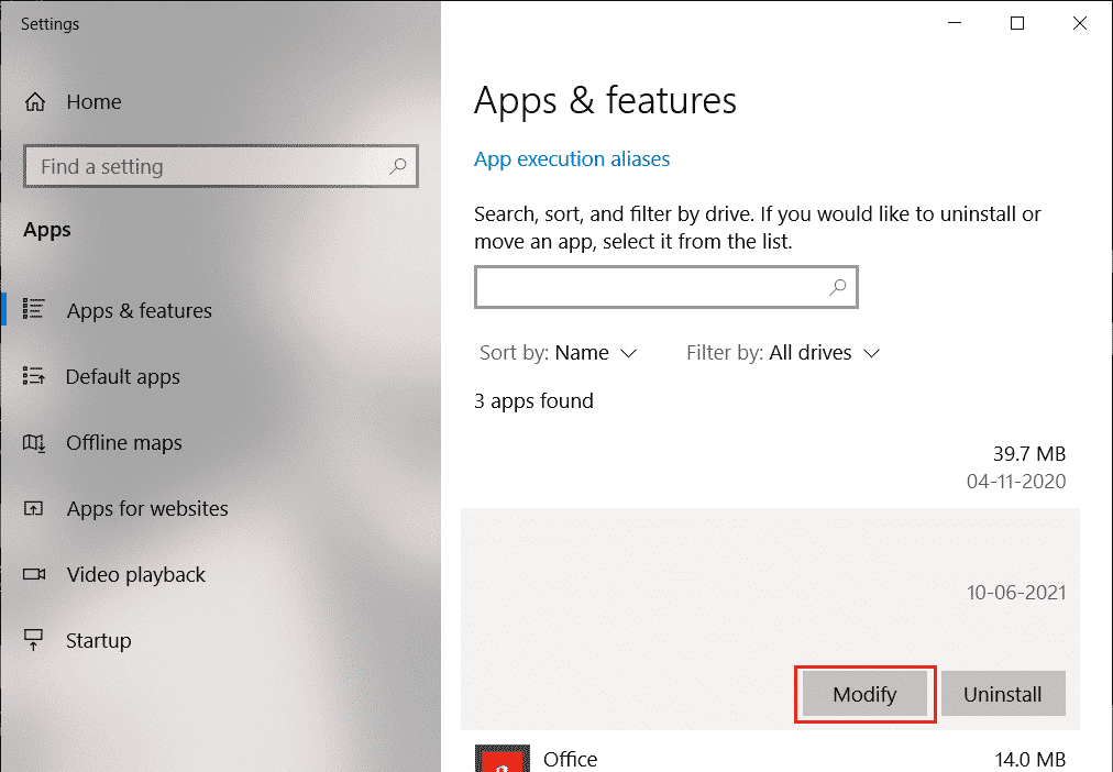 click on modify in apps and features. Fix Avast Not Updating Virus Definitions