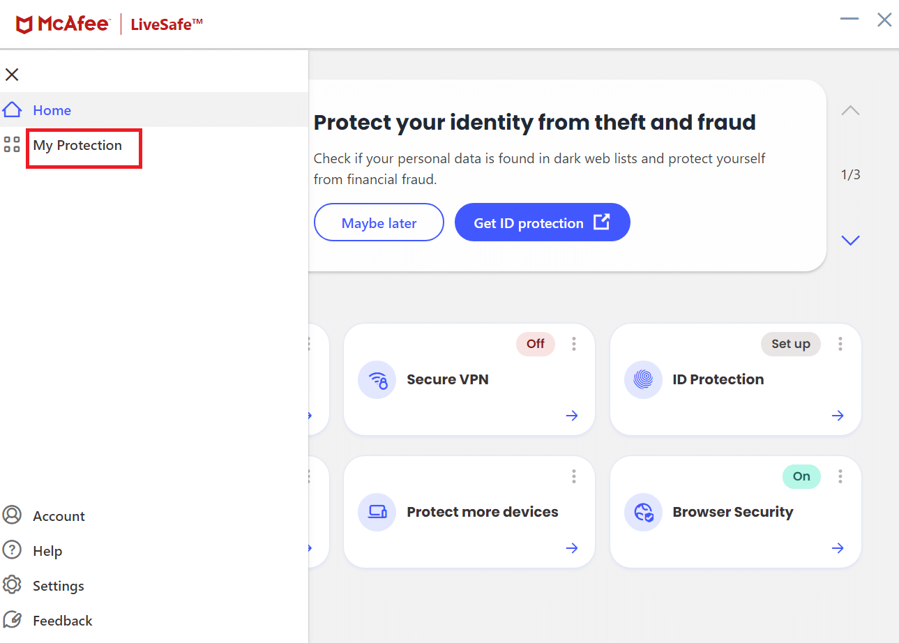 Click on My Protection.