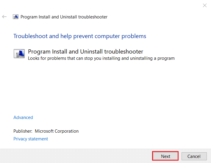 click on next program install and uninstall troubleshooter. Fix Please Wait Until the Current Program is Finished Uninstalling Error