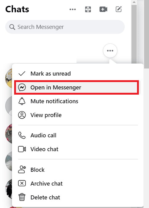 Click on Open in Messenger 