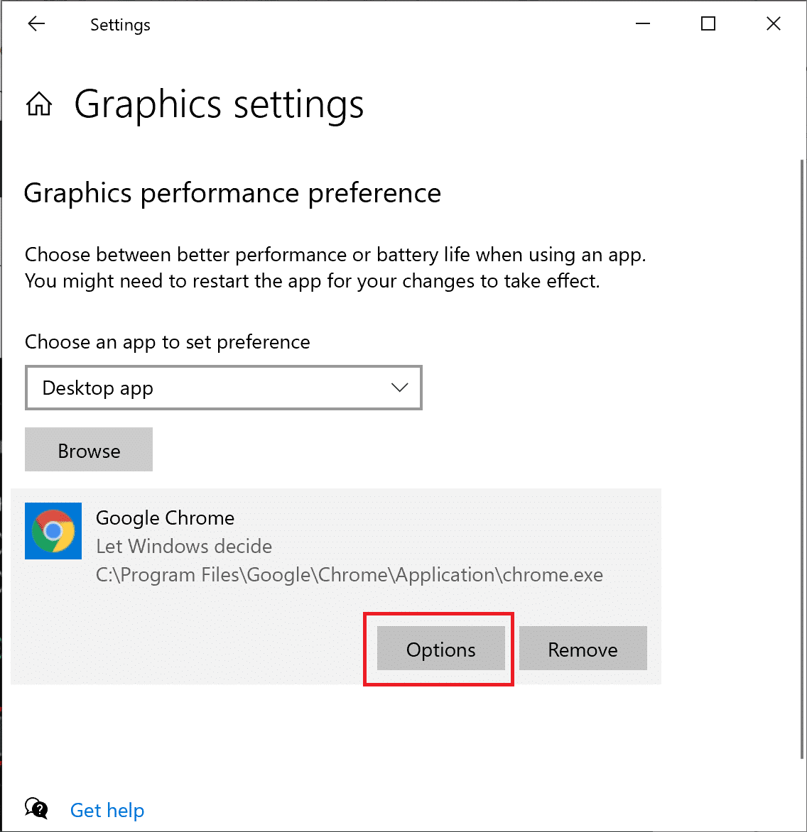 Graphics settings. Click on Options. How to Optimize Windows 10 for Gaming and Performance?