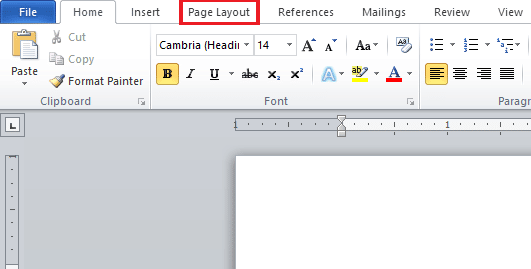 Click on page layout
