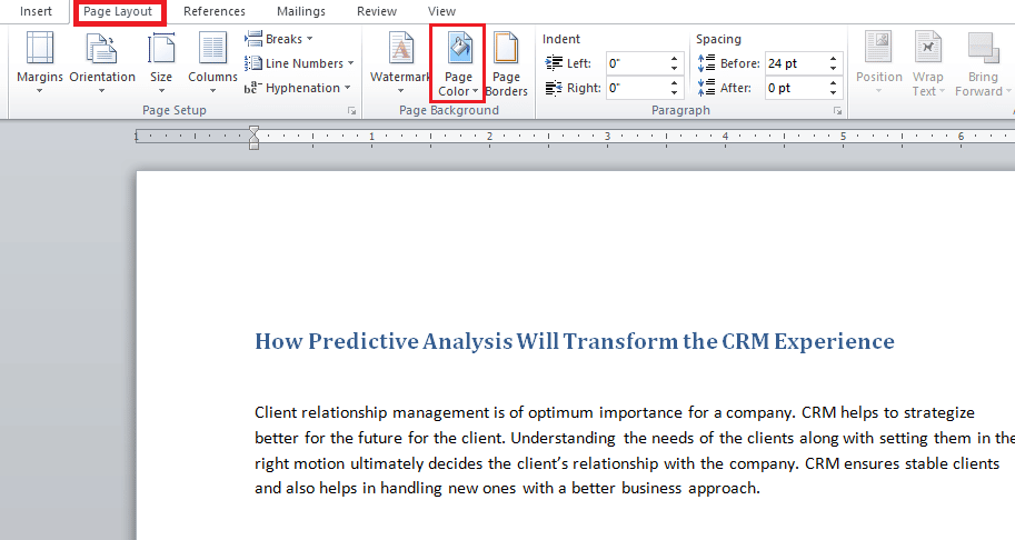 click on Page Layout and open Page Color | How to Change Background Color in Microsoft Word