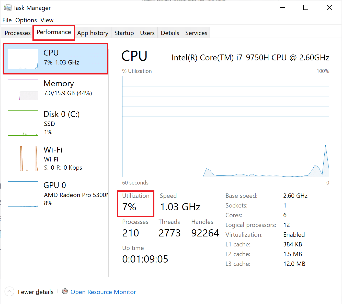 Click on performance tab in task manager | How to Fix High CPU Usage on Windows 10?