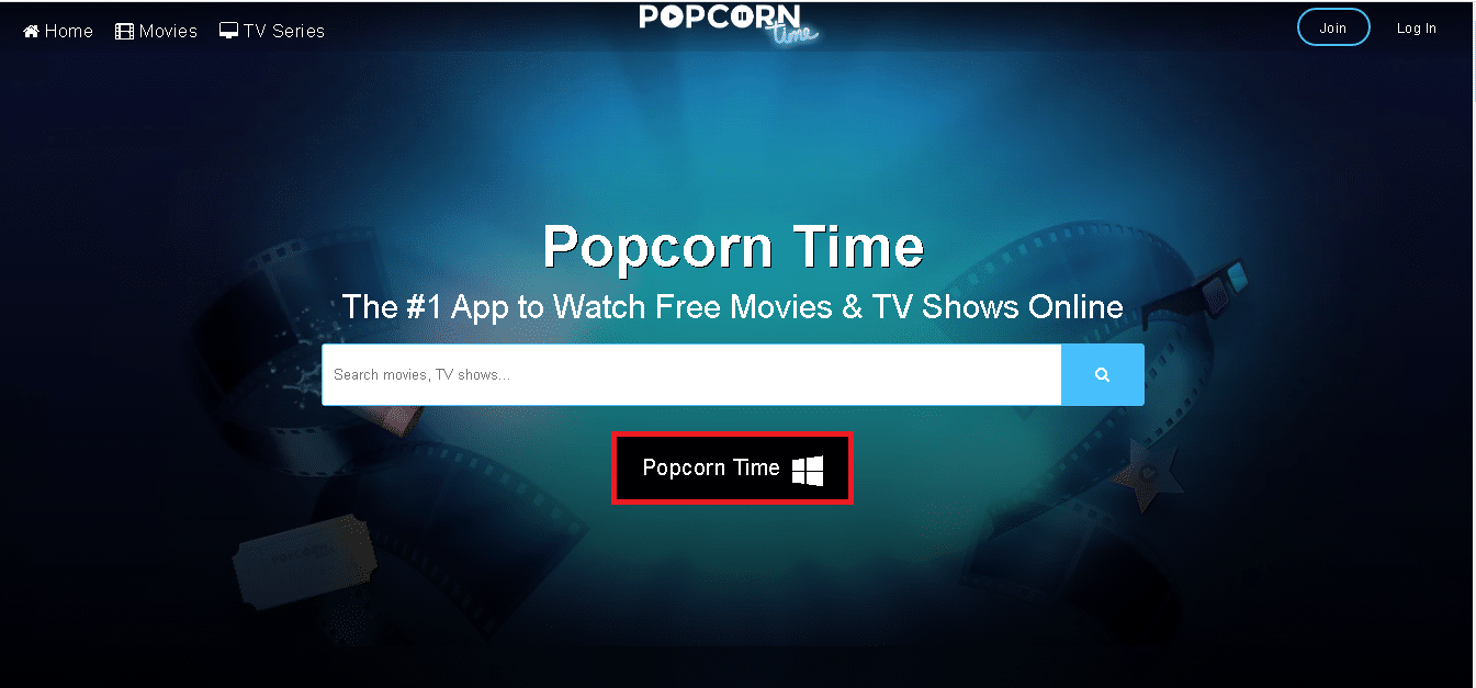 Click on Popcorn Time Windows button.