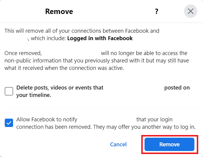 click on Remove in the pop-up