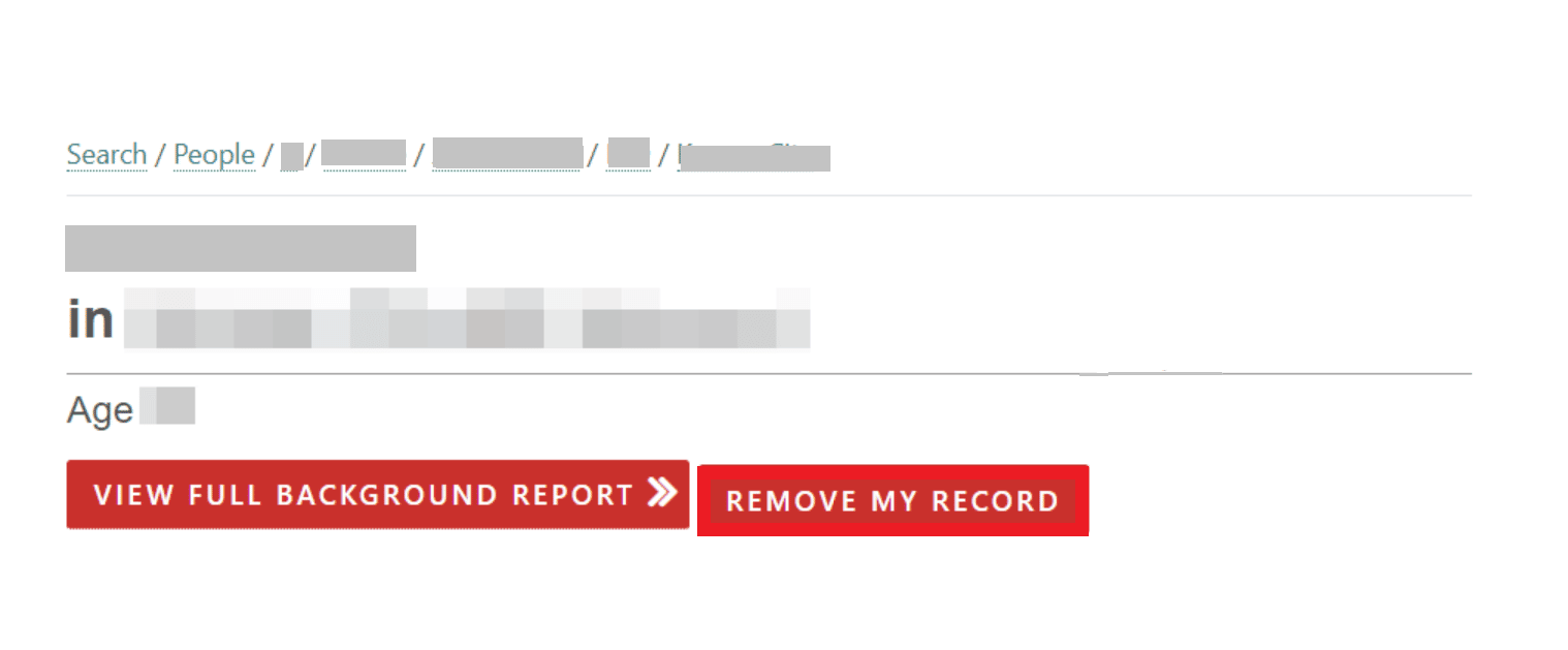 click on REMOVE MY RECORD under the name