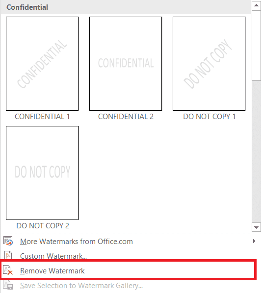 Click on Remove Watermark.